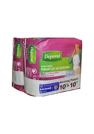 Depend Kadın Orta Boy Emici Külot 2 x 10'lu