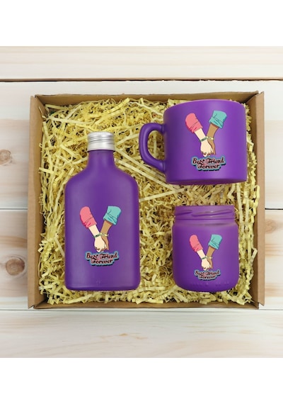 Bk Gift Kişiye Özel İsimli Dtf Best Friend Temalı Mor Kahve Fincanı & Kolonya & Mum Hediye Seti-5, Arkadaşa Hediye, Doğum Günü Hediyesi Kobitmeyencom3