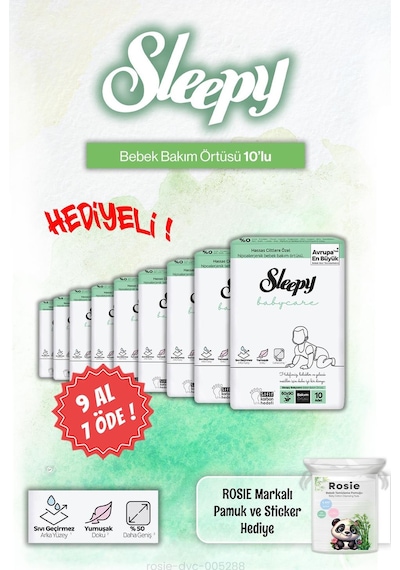9 Al 8 Öde Sleepy 10'lu Babycare Bebek Bakım Örtüsü Ve Rosie Pamuk Hediye Diğer