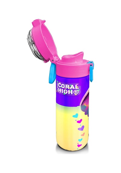 Coral High Kids Pembe Turkuaz Fil Desenli Pipetli Ve Direkt İçim Çelik Termos 500 Ml 31814 Turkuaz