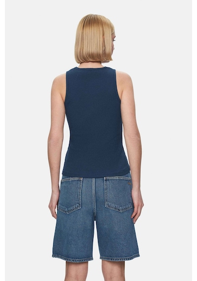 Salınas Lacivert Sıfır Kol Nakışlı Standard Fit Kadın Tshirt Lacivert