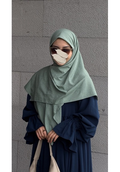 Qalortex Scarf Premium Jakarlı Hüma Büyük Boy Eşarp -çağla Çağla