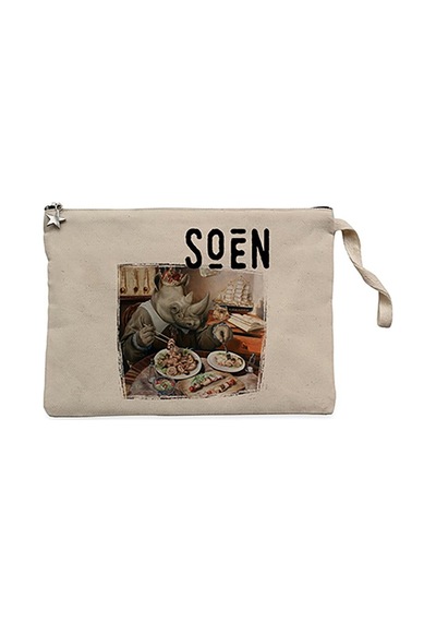 Soen Tellurian Krem Clutch Astarlı Cüzdan / El Çantası Krem