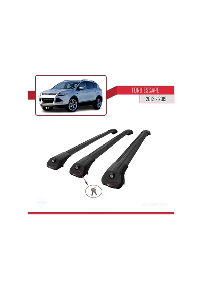 Ford Escape 2013-2019 Arası İle Uyumlu Ace-1 Ara Atkı Tavan Barı Siyah 3 Adet Bar