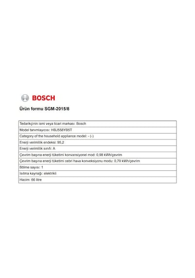 Bosch HBJ558YB5T 66 L Ankastre Fırın