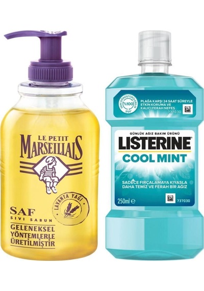 Listerine Cool Mint 250 ML + Le Petit Marseillais Lavanta Yağı Sıvı Sabun 300 ML