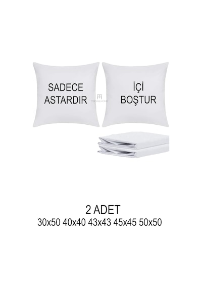 2 Adet Fermuarlı Kırlent İç Astarı 5 Ebat Kırlent İçi Yastık Kılıf Astar Milt- 50x50 Diğer