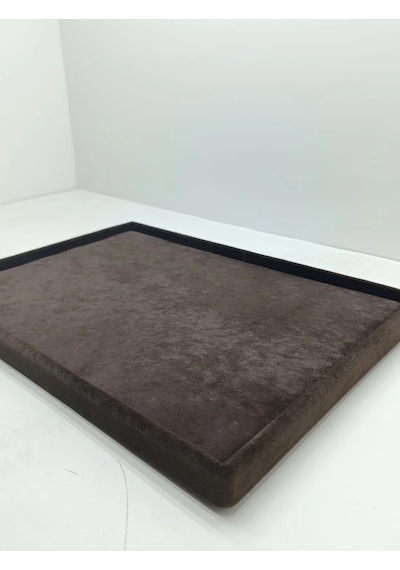 Süet Kumaş Kahve Renk 34/24 Cm Takı Servis Sunum Tablası