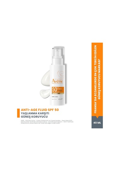 Eau Thermale Avene Hyalüronik Asit %0,2 İçeren Spf 50 Yaşlanma Karşıtı Güneş Kremi 40 Ml