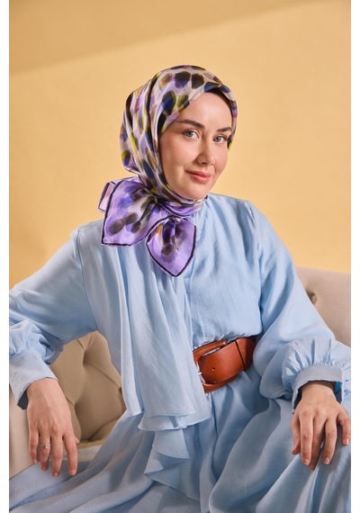 Silk Home Twill İpek Eşarp Noiré Eflatun 90x90 Çok Renkli