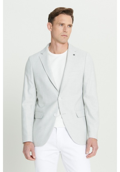 AC&Co / Altınyıldız Classics Erkek Açık Gri Slim Fit Dar Kesim Mono Yaka Armürlü Ceket AC&Co / Altınyıldız Classics Erkek Açık Gri Slim Fit Dar Kesim Mono Yaka Armürlü Ceket