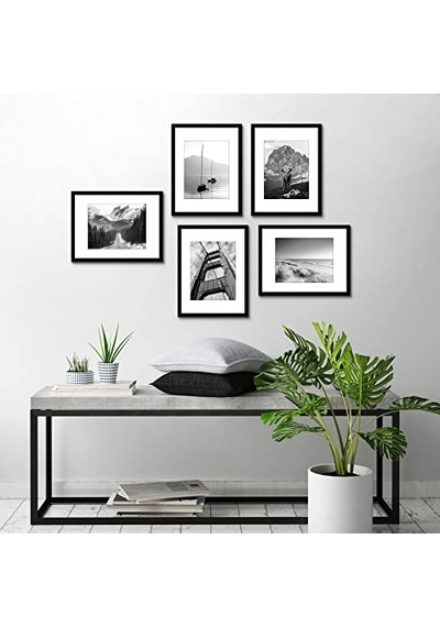 12 X 16 Resim Çerçevesi Seti 5 İnç Siyah - Mat İle 8,5 X 11 Resim Çerçevesi Veya 12x16 Çerçeve Olarak Kullanın -