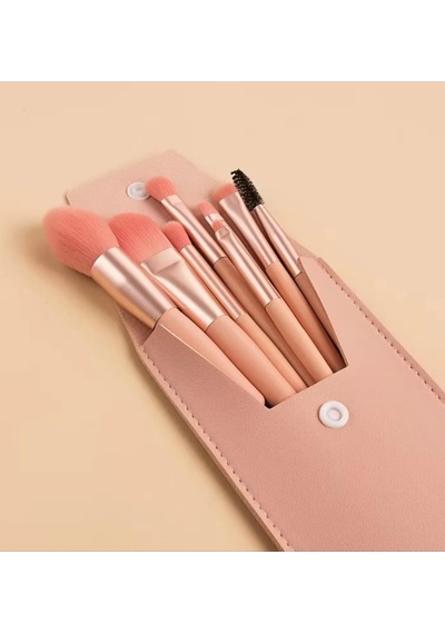 8'li Profesyonel Makyaj Fırça Seti, Rose Gold, Seyahat Çantalı, Göz Ve Yüz Makyajı İçin