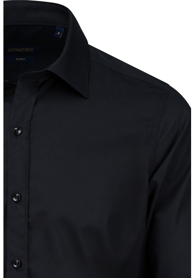 Hatemoğlu Siyah Slim Fit Slim Yaka Pamuklu Uzun Kollu Gömlek Siyah Hatemoğlu Siyah Slim Fit Slim Yaka Pamuklu Uzun Kollu Gömlek Siyah
