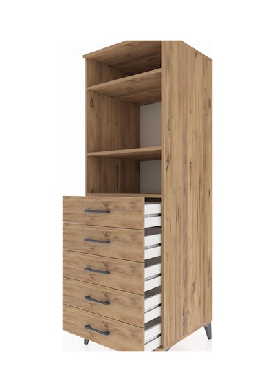 Kronos Dolap 3 Raflı 5 Çekmeceli 60x59x182 Çam-çam Çam