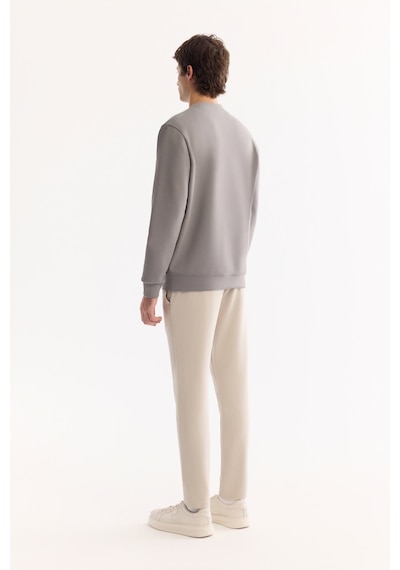 Avva Erkek Gri Bisiklet Yaka Pamuklu Bi-stretch Basic Regular Fit Sweatshirt A52y1328