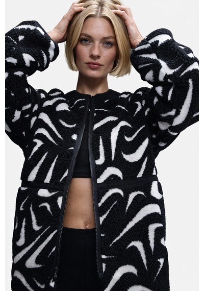 Nike Sportswear Cozy Terma Fit Women's Loose High Pile Jacket Kadın Bol Kesim Peluş Spor Ceket Siyah