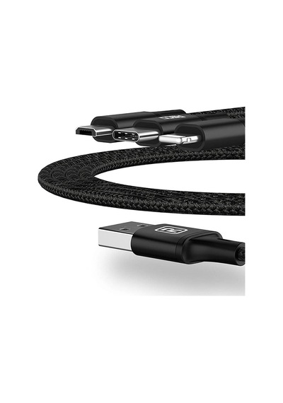 3in1 Çoklu Şarj Kablo Recci Rcs-d120 Fast Wind Serisi Lightning&type-c&micro Usb 1.2m Siyah