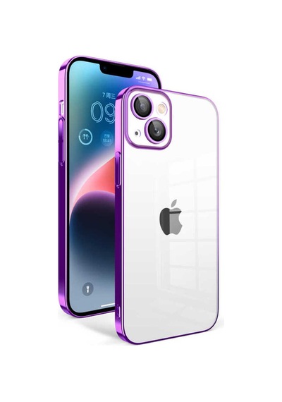 Apple Uyumlu iPhone 14 Plus Kılıf Kamera Korumalı Renkli Çerçeveli Zore Garaj Kapak Lila