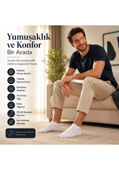 Genel Erkek Patik Çorap 6 Lı Siyah Beyaz Lacivert 39-44 Yüksek Pamuklu Dikişsiz Koku Beyaz 6'lı / 39-44 Genel Erkek Patik Çorap 6 Lı Siyah Beyaz Lacivert 39-44 Yüksek Pamuklu Dikişsiz Koku Beyaz 6'lı / 39-44