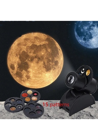 Anycast Yıldızlı Gece Proje Lambası 15 Sahne Hd Led Yıldız Projektör Usb Şarjlı Ay Gezegen Dünya Takımyıldız Projeksiyon Gece Lambası Dekoratif Masa Lambası 15 Film Diskli Salon Yatak Odası Aydınlatma
