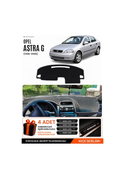 Opel Astra G 1998-2008 Uyumlu Torpido Koruma, Torpido Örtüsü, Torpido Kılıfı - Siyah-gri - Op002