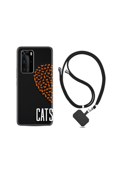 Huawei P40 Pro Kılıf Boyun Askılı Cats 1792