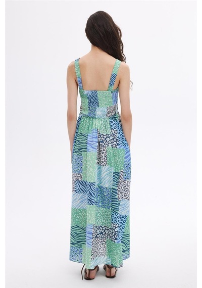Sherin Mint Gipe Detaylı Midi Elbise-mint