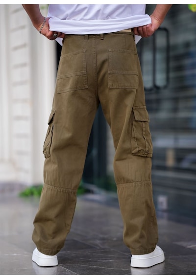 Erkek Kargo Cep Baggy Pantolon Rengi Haki