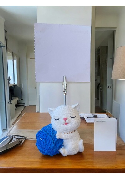 Saks Yumak Tutan Oturan Kawaii Kedi Temalı Not Tutacağı Fotoğraf Tutacak Tutucu Ofis Seti Hediyelik Saks Mavi