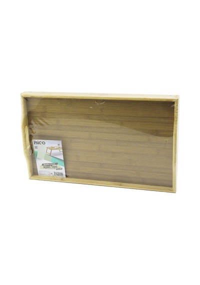 İbico İ22-249 Dikdörtgen Ahşap Bambu Sunum Tepsisi 50x30cm, Aç Kapa Ayaklı 20cm