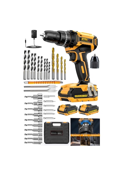 Staxx Power St582 25+3 Seri Çift Akülü Şarjlı Matkap +32 Parça