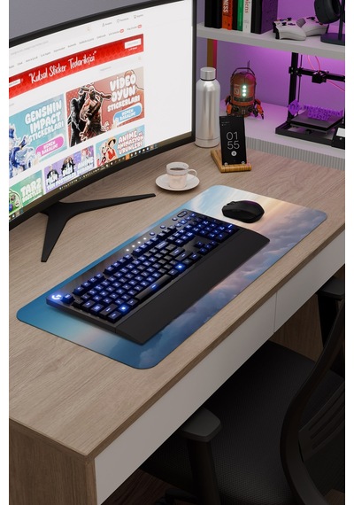 Bulutlar Kaymaz Dikişli Kauçuk Oyuncu Mousepad V2 - 70x30 Xl Gaming Mouse Pad Fare Altlığı
