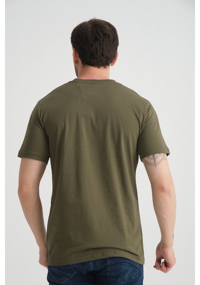Shooter Sportwear Shooter Erkek T-shirt Nefes Alabilen Esnek Pamuklu Kumaş Regular Kalıp Minimal Logolu Haki