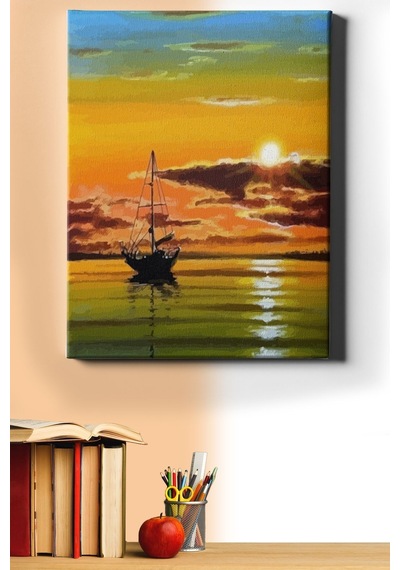 Webstyle Sayılarla Boyama Seti Kasnaklı Okyanusta Gün Batımı 40 X 50 Cm
