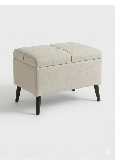 Coart Home Sandıklı Keten Puf /60x45x40/ Sandıklı Saklama Kutusu, Makyaj Koltuğu, Sandıklı Puf Diğer
