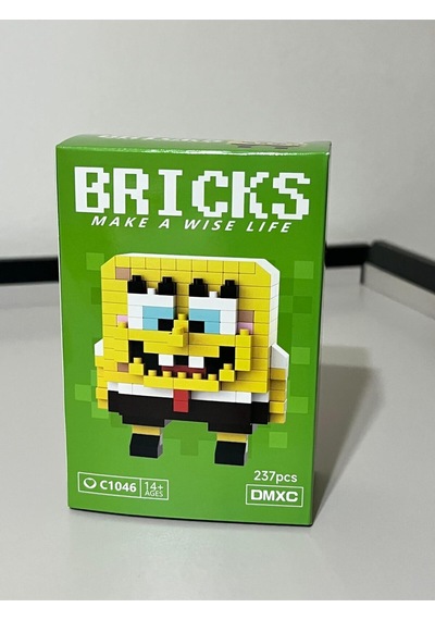 Mini Bricks Sünger Bob Figür Yapım Seti 237 Parça, Mikro Blok Oyuncak, Koleksiyonluk