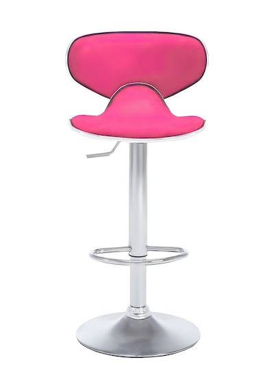 Bürocci Zen Bar Taburesi - Gül Kurusu Modern Deri Metal Ataklı Yüksek Tezgah Sandalyesi - 9549s0490 Pembe