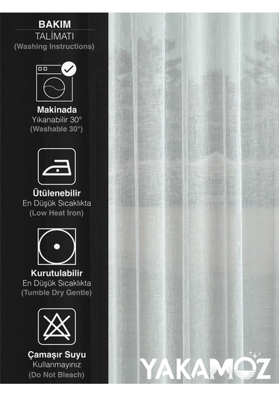 Beyaz Keten Görünümlü Ekstraforlu Tül Perde Linen Touch Serisi BEYAZ