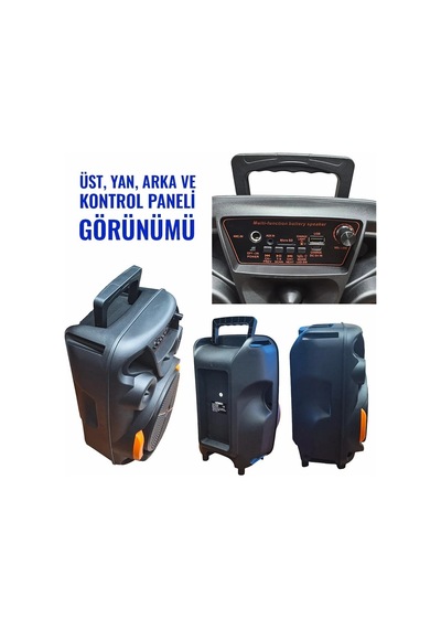 Upway Led Işıklı Mikrofonlu Şarjlı Bluetooth Hoparlör 10w Tf Usb Aux Tws 8 İnç Bass Woofer