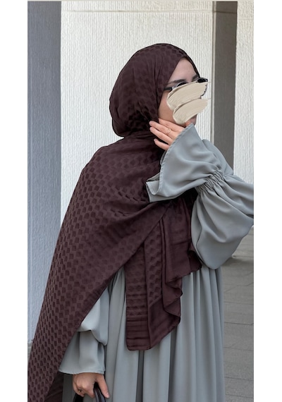 Qalortex Scarf Premium Pamuklu Jakar Şal-acı Kahve