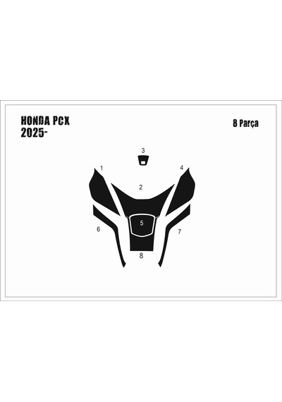 Honda Pcx 2025- Tank Pad Ve Grenaj Kaplama 8 Parça Siyah
