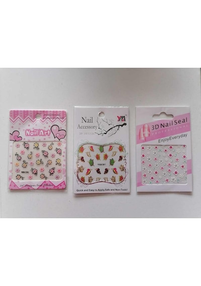 Tırnak Süsleme Sticker 3 Kartela Birden Model4