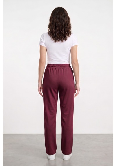 Genius Store Kadın Pantolon Beli Lastikli Cepli Rahat Kalıp Kadın Spor Pantolon Mürdüm