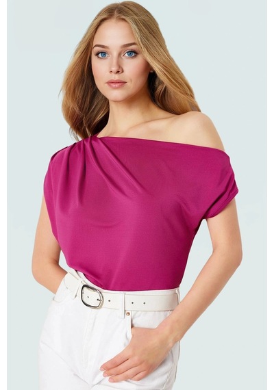 Frm Regular Kalıp Polyester Bluz Yazlık Şıklık Seçkin Malzeme FUŞYA