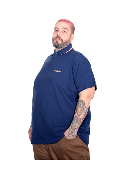 Mode Xl Büyük Beden Erkek Eagle Polo Yaka T-shirt 25315 Indıgo İndigo