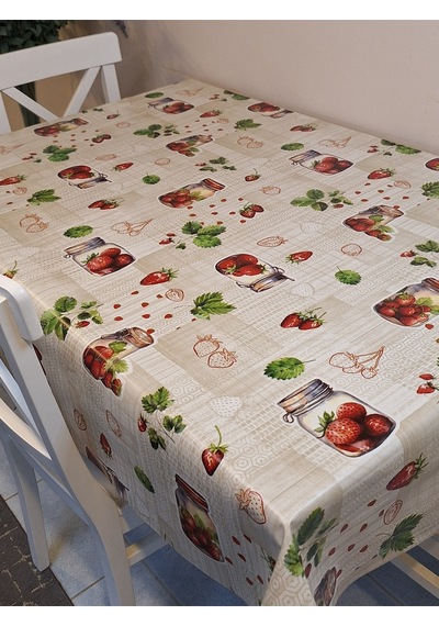 Elyaflı Pvc Muşamba - Desenli Silinebilir Masa Örtüsü Gri Fnt1231 Bej