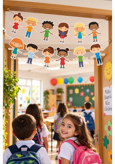 23 Nisan Neşeli Çocuklar Dekoratif Banner Okul Süsü 180x17 Cm Hoş Geldiniz Etkinlik Dekoru Diğer