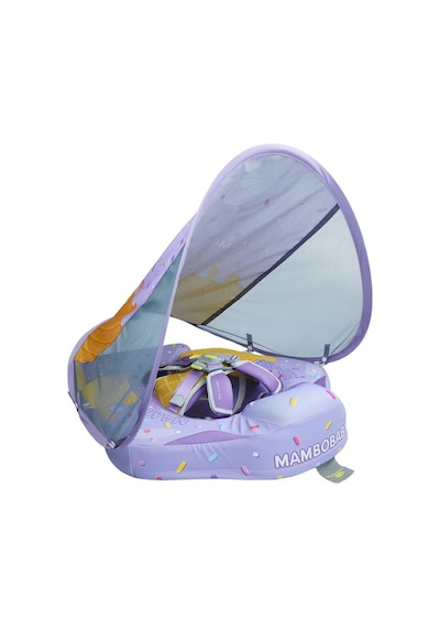 Mambobaby Yüzme Simidi - Purple Ice Cream, Emniyetli, Gölgelikli Ve Ayak Destekli