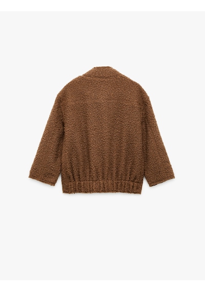 Koton Dik Yaka Uzun Kollu Kapaklı Cepli Bürümcük Ceket Kahverengi 6wkg20013aw Kahve